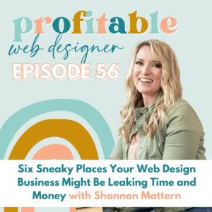 In this image, Shannon Mattern is discussing six sneaky places where a web design business might be losing time and money.